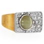 Vintage Cat's Eye Diamond 18K Gold Signet Men Ring