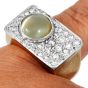 Vintage Cat's Eye Diamond 18K Gold Signet Men Ring