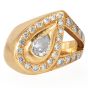 Vintage Pear Diamond Halo 14K Gold Cocktail Ring