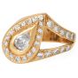 Vintage Pear Diamond Halo 14K Gold Cocktail Ring