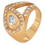 Vintage Pear Diamond Halo 14K Gold Cocktail Ring