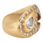 Vintage Pear Diamond Halo 14K Gold Cocktail Ring