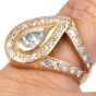 Vintage Pear Diamond Halo 14K Gold Cocktail Ring