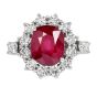 Burmese Antique Cushion Ruby 9.05 carat Diamonds 18K Gold Halo Engagement Ring|Dover Jewelry|