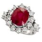 Burmese Antique Cushion Ruby 9.05 carat Diamonds 18K Gold Halo Engagement Ring|Dover Jewelry|