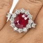 Burmese Antique Cushion Ruby 9.05 carat Diamonds 18K Gold Halo Engagement Ring|Dover Jewelry|