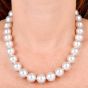 13MM South Sea Pearl Choker Necklace with Diamond Accented Gold Clasp 