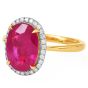  BURMA Ruby 3.65carat Diamond Halo Engagement Gold Ring