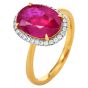  BURMA Ruby 3.65carat Diamond Halo Engagement Gold Ring