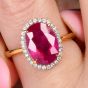  BURMA Ruby 3.65carat Diamond Halo Engagement Gold Ring