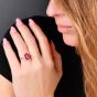  BURMA Ruby 3.65carat Diamond Halo Engagement Gold Ring