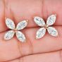 Estate 6.00 Carats Diamond 18K Yellow Gold Flower Stud Earrings|Dover Jewelry|