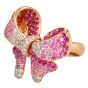 Ombre Pink Sapphire 4.75carats Diamond 18K Rose Gold Bow Cocktail Ring |Dover Jewelry|