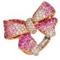 Ombre Pink Sapphire 4.75carats Diamond 18K Rose Gold Bow Cocktail Ring |Dover Jewelry|