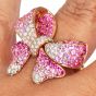 Ombre Pink Sapphire 4.75carats Diamond 18K Rose Gold Bow Cocktail Ring |Dover Jewelry|