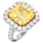GIA 14.22 Carat Fancy Intense Yellow VVS2 Platinum Engagement Ring-Dover Jewelry