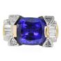 18K Two-Tone Gold Tanzanite 16.03 carats Diamond Cocktail Ring |Dover Jewelry|