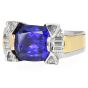 18K Two-Tone Gold Tanzanite 16.03 carats Diamond Cocktail Ring |Dover Jewelry|