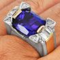 18K Two-Tone Gold Tanzanite 16.03 carats Diamond Cocktail Ring |Dover Jewelry|