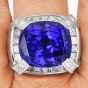 Estate Men's Tanzanite 31.00ct Diamond 18K Gold Large Cocktail Ring|Dover Jewelry|