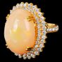 Large Opal 34.70carts Diamond 14K Gold Cabochon Halo Cocktail Ring|Dover Jewelry|