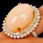 Large Opal 34.70carts Diamond 14K Gold Cabochon Halo Cocktail Ring|Dover Jewelry|