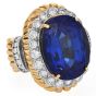 Estate Tanzanite 23.30 carats Diamond 14K Gold Grooved Cocktail Ring |Dover Jewelry |