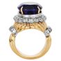 Estate Tanzanite 23.30 carats Diamond 14K Gold Grooved Cocktail Ring |Dover Jewelry |