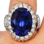Estate Tanzanite 23.30 carats Diamond 14K Gold Grooved Cocktail Ring |Dover Jewelry |