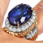 Estate Tanzanite 23.30 carats Diamond 14K Gold Grooved Cocktail Ring |Dover Jewelry |