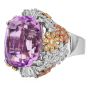 Estate Natural Pink Kunzite 41.43 carats Diamond 14K Gold Floral Cocktail Ring|Dover Jewelry|