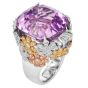 Estate Natural Pink Kunzite 41.43 carats Diamond 14K Gold Floral Cocktail Ring|Dover Jewelry|