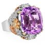 Estate Natural Pink Kunzite 41.43 carats Diamond 14K Gold Floral Cocktail Ring|Dover Jewelry|