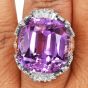 Estate Natural Pink Kunzite 41.43 carats Diamond 14K Gold Floral Cocktail Ring|Dover Jewelry|