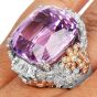 Estate Natural Pink Kunzite 41.43 carats Diamond 14K Gold Floral Cocktail Ring|Dover Jewelry|