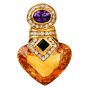 Estate Citrine Multi Gem Heart 18K Gold Statement Drop Earrings|Dover Jewelry|