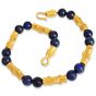 Jean Mahie Lapis Lazuli 22K Yellow Gold Unique Link Necklace