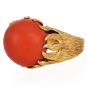Cartier Circa 1970 Vintage 18K Gold Red Coral Cocktail Ring