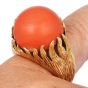 Cartier Circa 1970 Vintage 18K Gold Red Coral Cocktail Ring