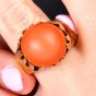 Cartier Circa 1970 Vintage 18K Gold Red Coral Cocktail Ring