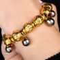 Jean Mahie 22K Yellow Gold Cultured Baroque Gray Pearl Bracelet