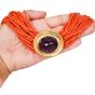 1970s Multi Strand Red Natural Coral Necklace with Jumbo Amethyst Clasp
