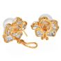 1980s  10mm Pearl & Pave Diamond 18K Gold Clip-Back Earrings|Dover jewelry|