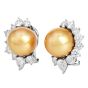 11mm Golden Southsea Pearl 18K White Gold Statement Earrings |Dover Jewelry|