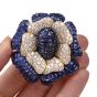 Sabbadini Invisible Mystery Set Sapphire Diamond Flower Brooch Pin