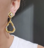 Estate Diamond 18K Yellow Gold Hoop Dangle Clip On Day & Night Earrings 792710