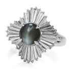 GIA Natural Cat's Eye Chrysoberyl Diamond Platinum Ballerina Ring