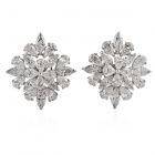 Estate 9.65cts Marquise Pear Cluster Diamond 18k Gold Earrings