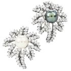 TIFFANY & CO FIREWORKS 4.50cts  Diamond Pearl Platinum Earrings