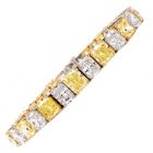  Natural Fancy Yellow and White Diamond GIA Certified Bracelet